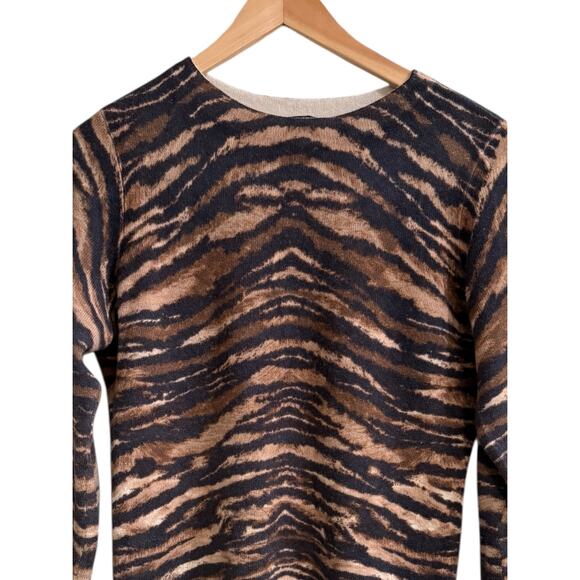 Talbots 100% Cashmere Animal Print Pullover Sweater Sm Classy Soft Office Work - Picture 3 of 5